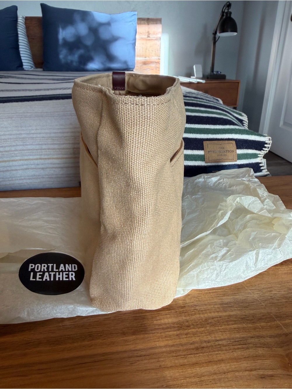 Portland Leather: Canvas Purse Organizer Small w/ Zipper - Sesame BNNU - Picture 5 of 6